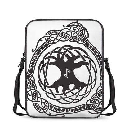 Scandinavian Yggdrasil Print Rectangular Crossbody Bag