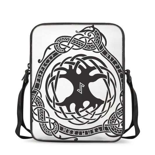 Scandinavian Yggdrasil Print Rectangular Crossbody Bag