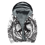 Scandinavian Yggdrasil Print Sherpa Lined Zip Up Hoodie