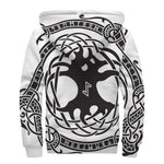 Scandinavian Yggdrasil Print Sherpa Lined Zip Up Hoodie