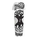 Scandinavian Yggdrasil Print Short Sleeve Long Nightdress