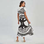 Scandinavian Yggdrasil Print Short Sleeve Maxi Dress
