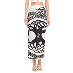 Scandinavian Yggdrasil Print Side Slit Maxi Skirt