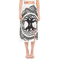 Scandinavian Yggdrasil Print Side Slit Midi Skirt