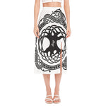 Scandinavian Yggdrasil Print Side Slit Midi Skirt
