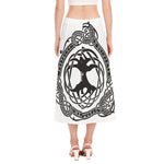 Scandinavian Yggdrasil Print Side Slit Midi Skirt