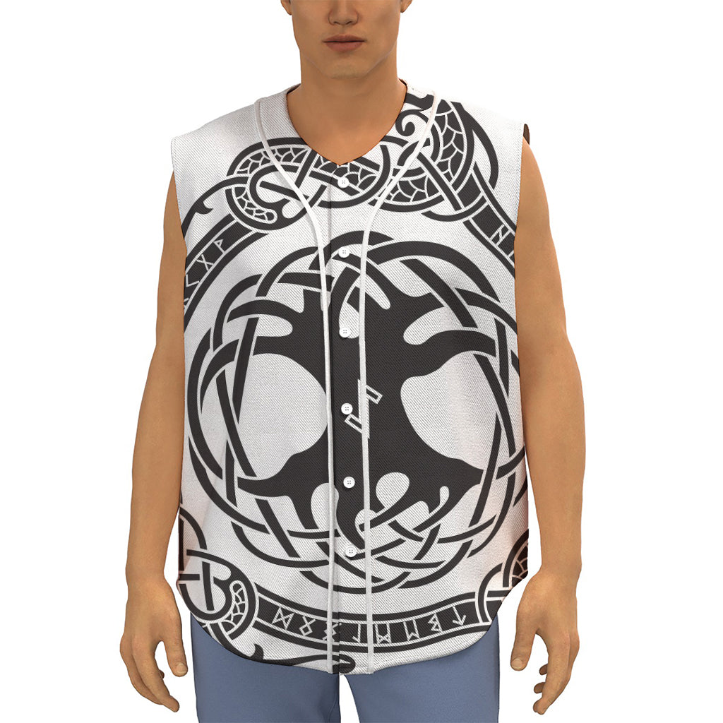 Scandinavian Yggdrasil Print Sleeveless Baseball Jersey