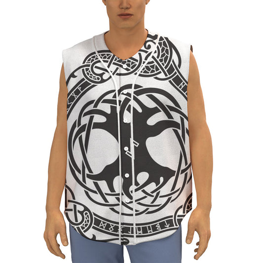 Scandinavian Yggdrasil Print Sleeveless Baseball Jersey