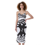Scandinavian Yggdrasil Print Slim Fit Midi Cami Dress