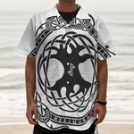 Scandinavian Yggdrasil Print Textured Short Sleeve Shirt