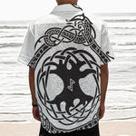 Scandinavian Yggdrasil Print Textured Short Sleeve Shirt