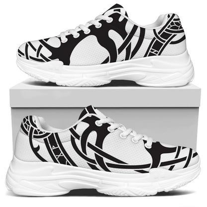 Scandinavian Yggdrasil Print White Chunky Shoes