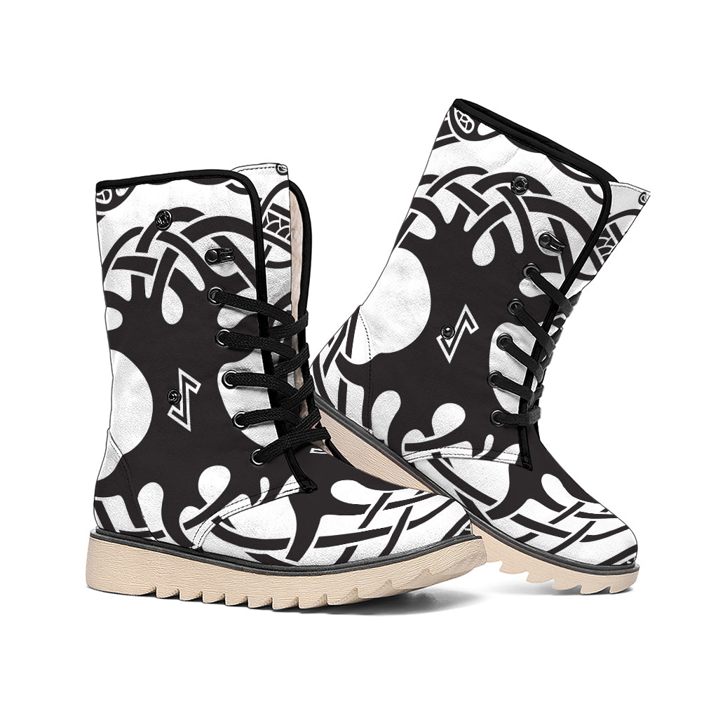 Scandinavian Yggdrasil Print Winter Boots