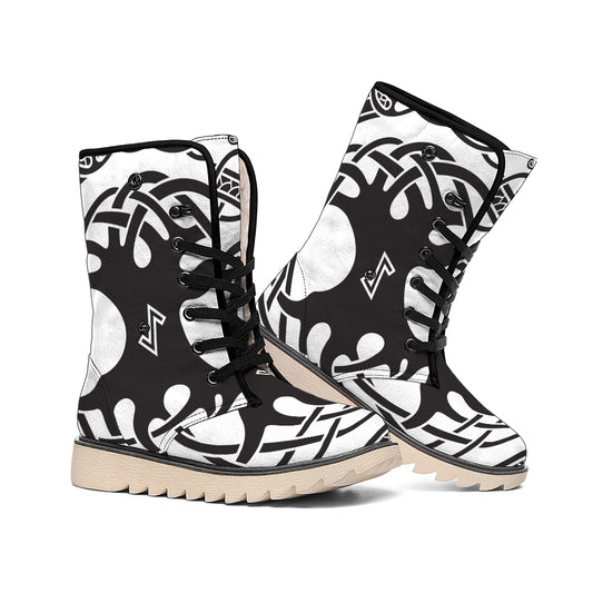 Scandinavian Yggdrasil Print Winter Boots