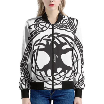 Scandinavian Yggdrasil Print Women's Bomber Jacket