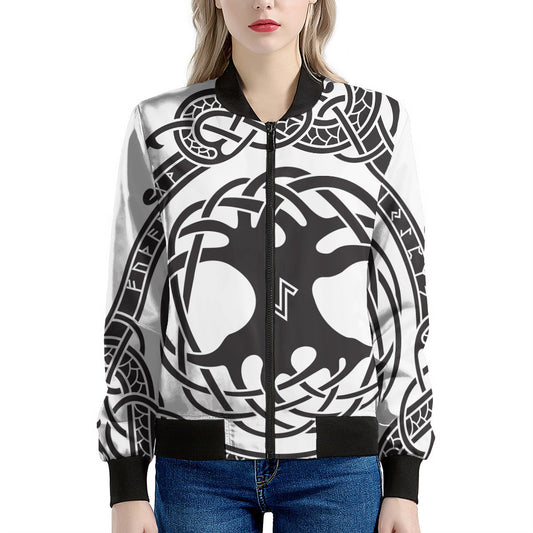 Scandinavian Yggdrasil Print Women's Bomber Jacket