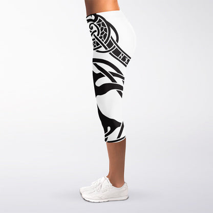 Scandinavian Yggdrasil Print Women's Capri Leggings