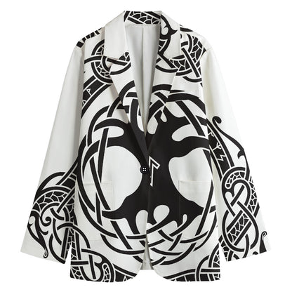 Scandinavian Yggdrasil Print Women's Cotton Blazer