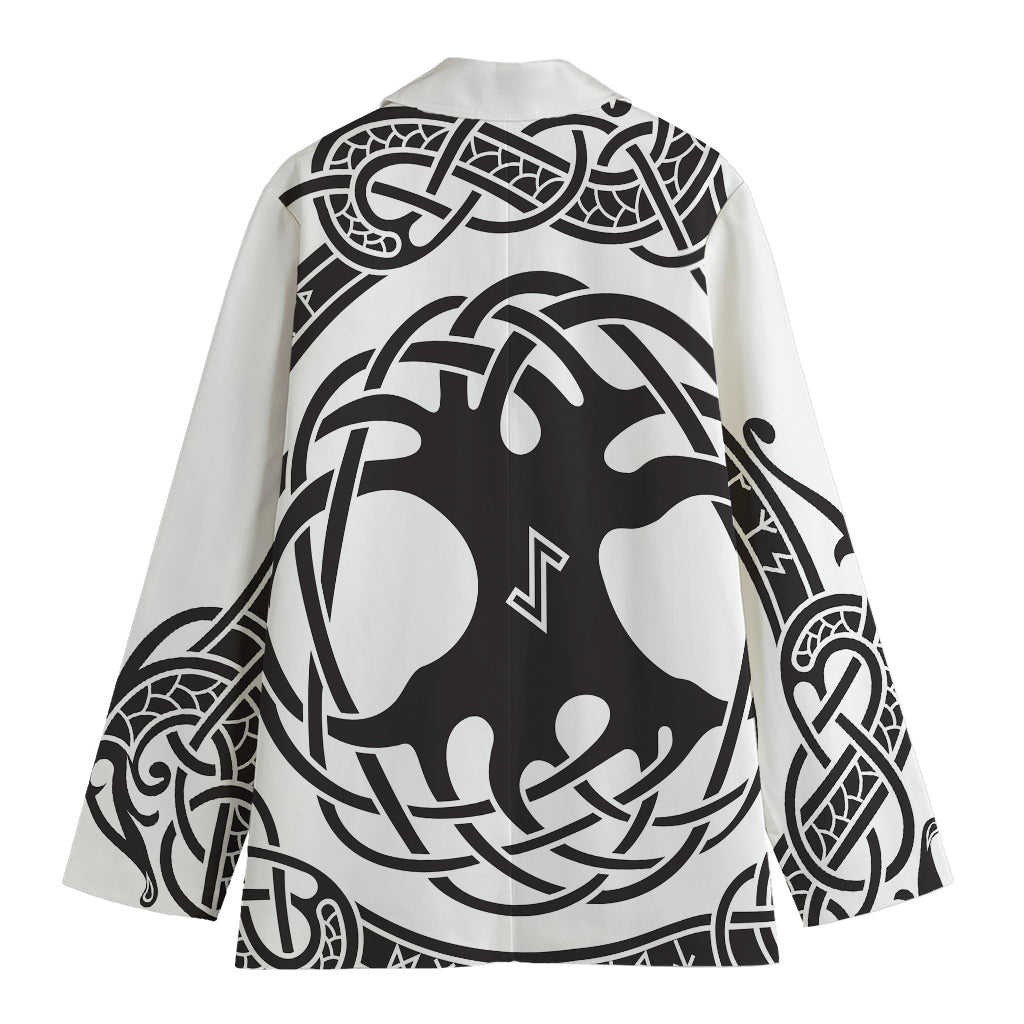 Scandinavian Yggdrasil Print Women's Cotton Blazer