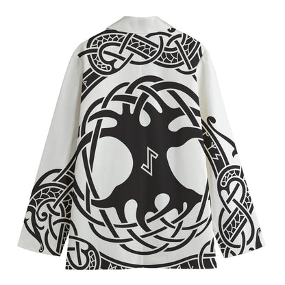 Scandinavian Yggdrasil Print Women's Cotton Blazer