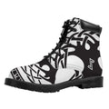 Scandinavian Yggdrasil Print Padded Collar Lace Up Boots