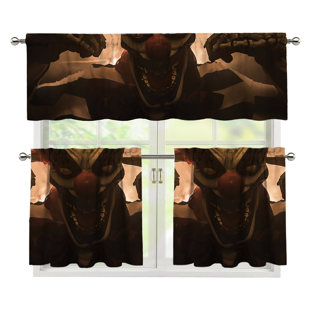 Scary Clown Print 3 Piece Kitchen Curtains
