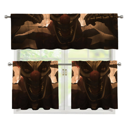 Scary Clown Print 3 Piece Kitchen Curtains