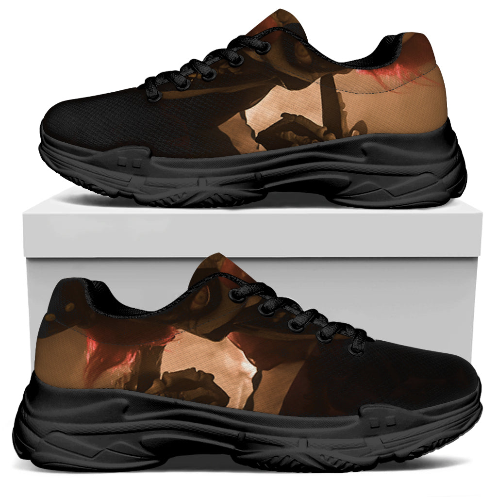 Scary Clown Print Black Chunky Shoes