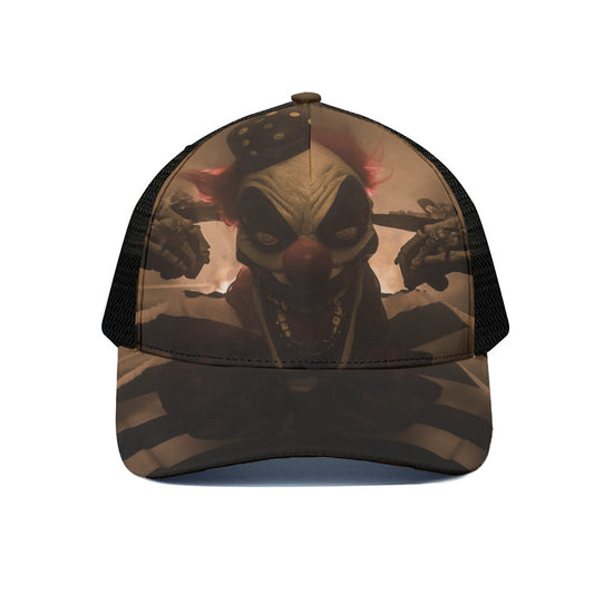 Scary Clown Print Black Mesh Trucker Cap