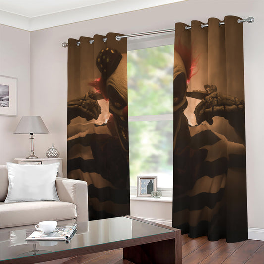 Scary Clown Print Blackout Grommet Curtains