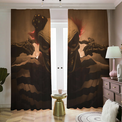 Scary Clown Print Blackout Pencil Pleat Curtains