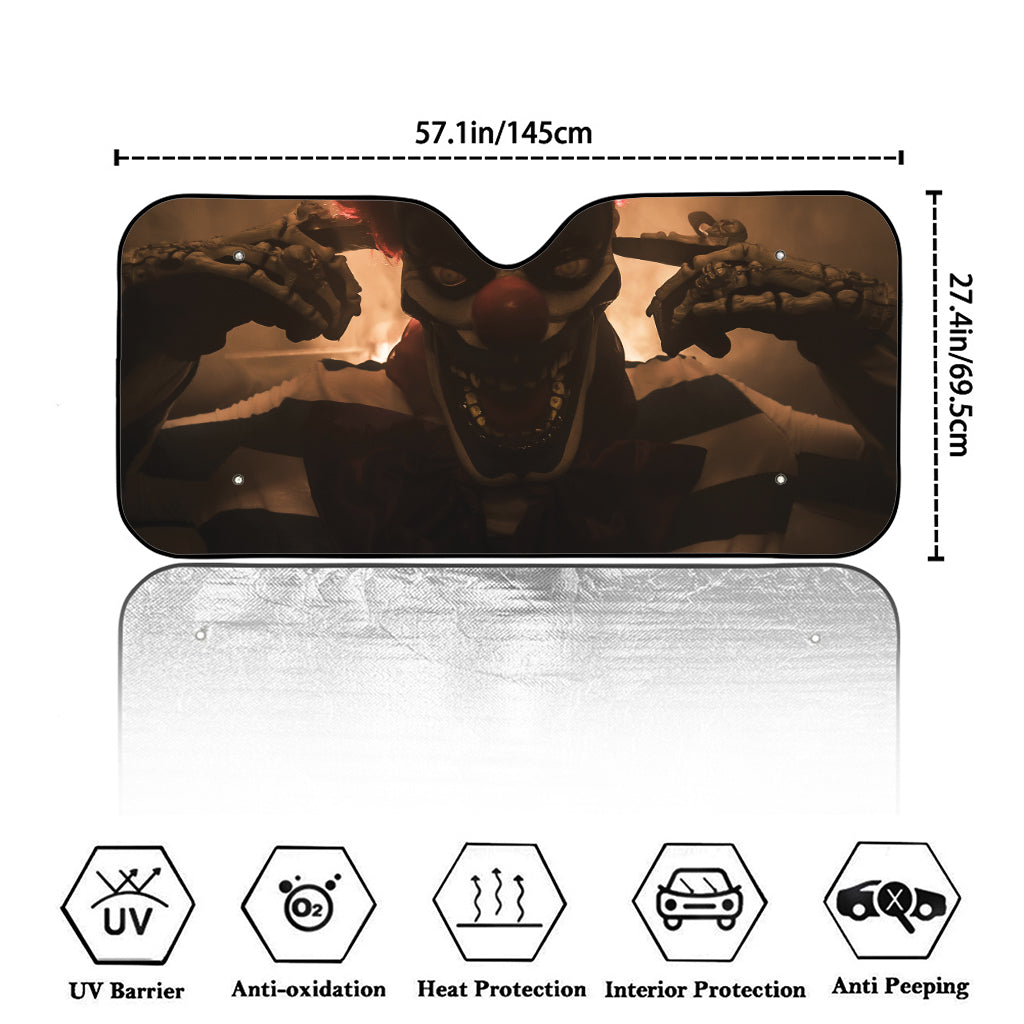 Scary Clown Print Car Windshield Sun Shade
