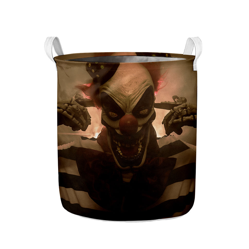 Scary Clown Print Collapsible Laundry Basket