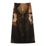 Scary Clown Print Cotton Front Slit Maxi Skirt
