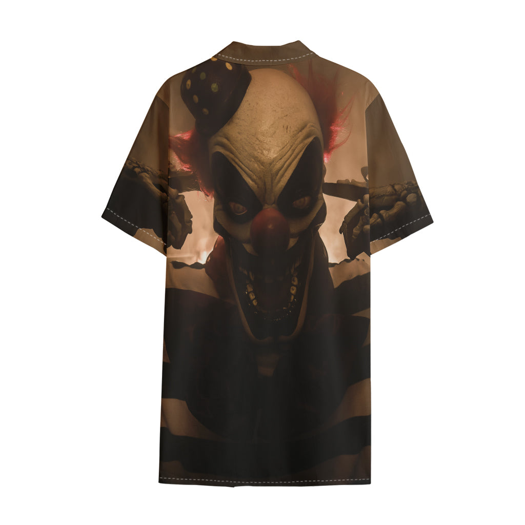 Scary Clown Print Cotton Hawaiian Shirt