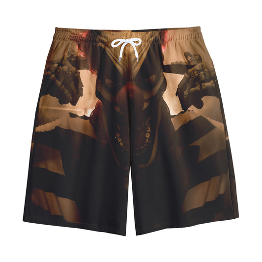 Scary Clown Print Cotton Shorts
