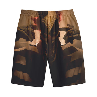 Scary Clown Print Cotton Shorts