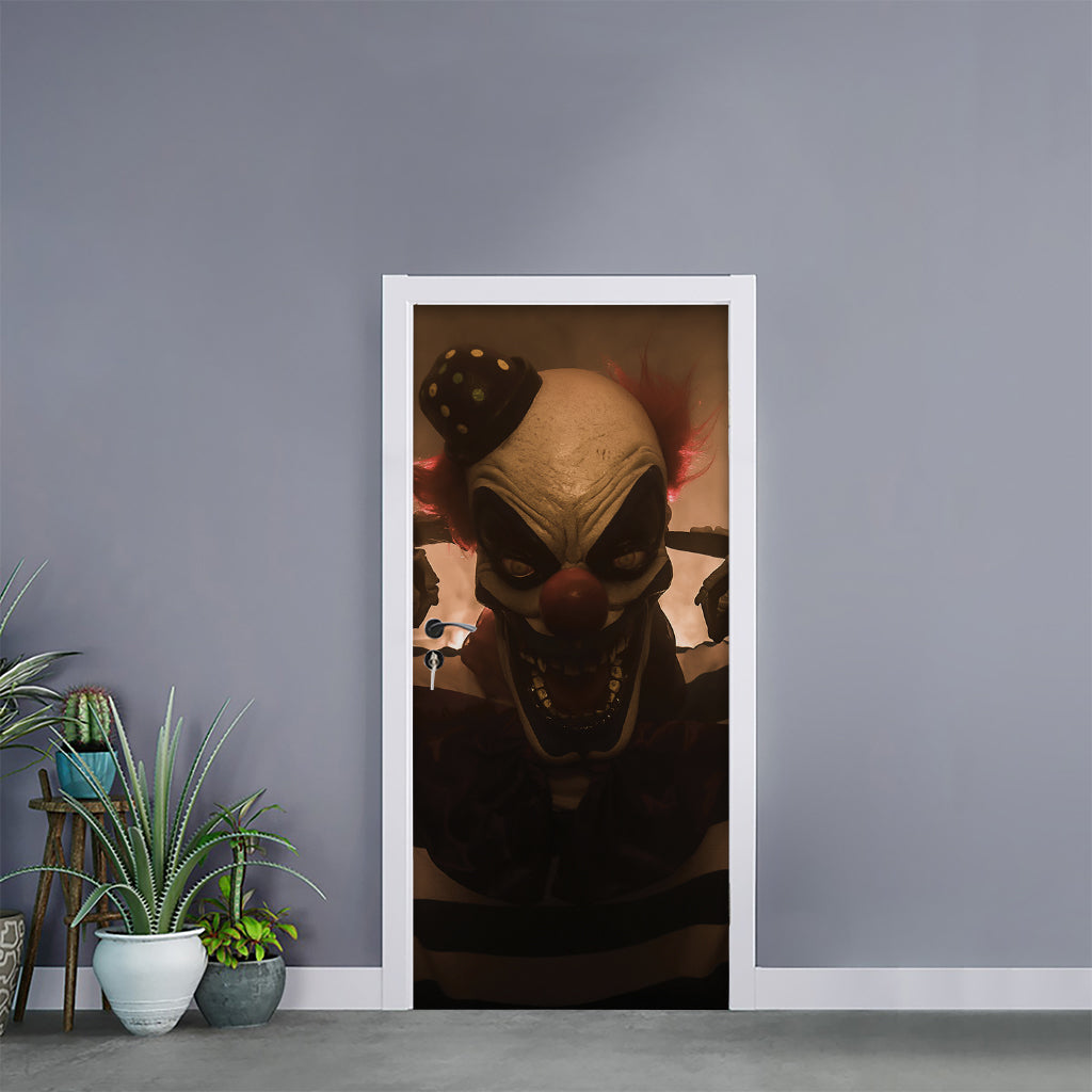 Scary Clown Print Door Sticker