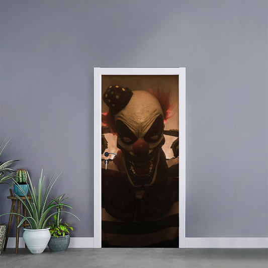 Scary Clown Print Door Sticker
