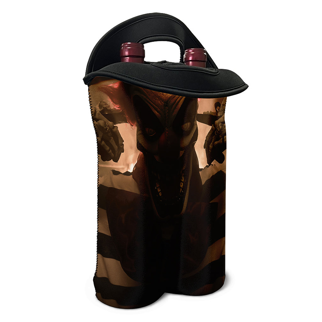 Scary Clown Print Double Neoprene Wine Tote