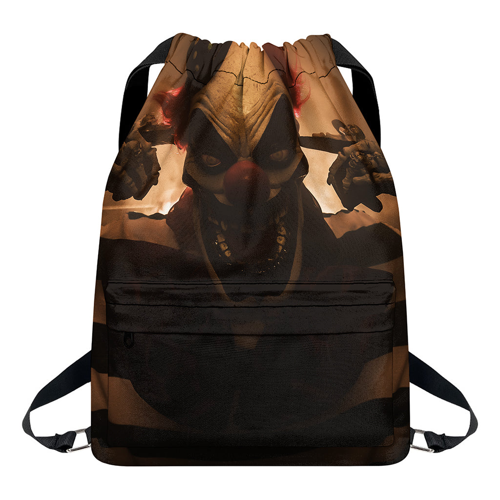 Scary Clown Print Drawstring Backpack