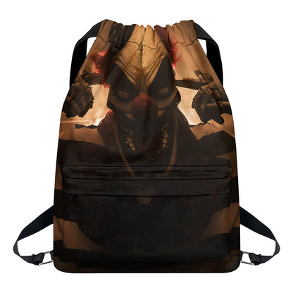 Scary Clown Print Drawstring Backpack