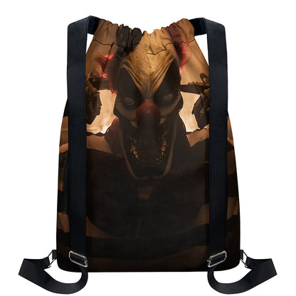 Scary Clown Print Drawstring Backpack