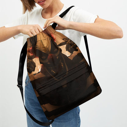 Scary Clown Print Drawstring Backpack