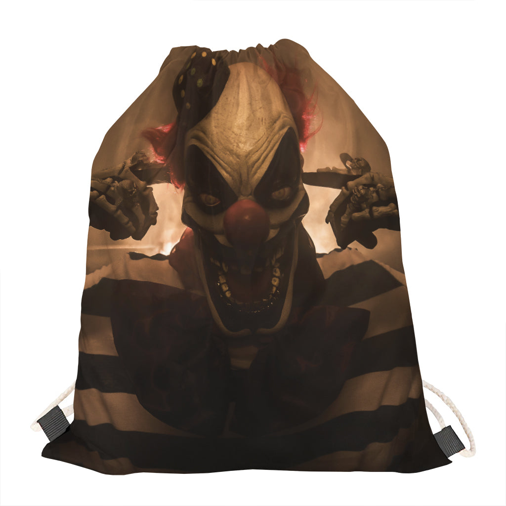 Scary Clown Print Drawstring Bag