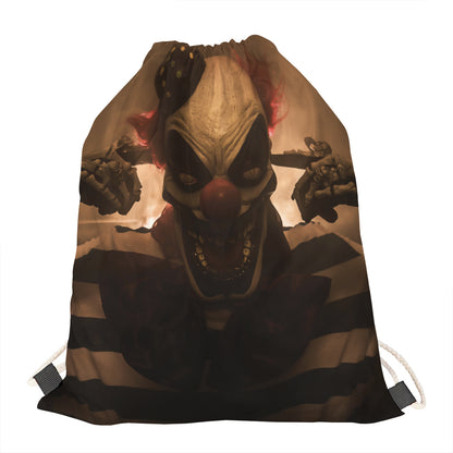Scary Clown Print Drawstring Bag