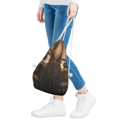 Scary Clown Print Drawstring Bag