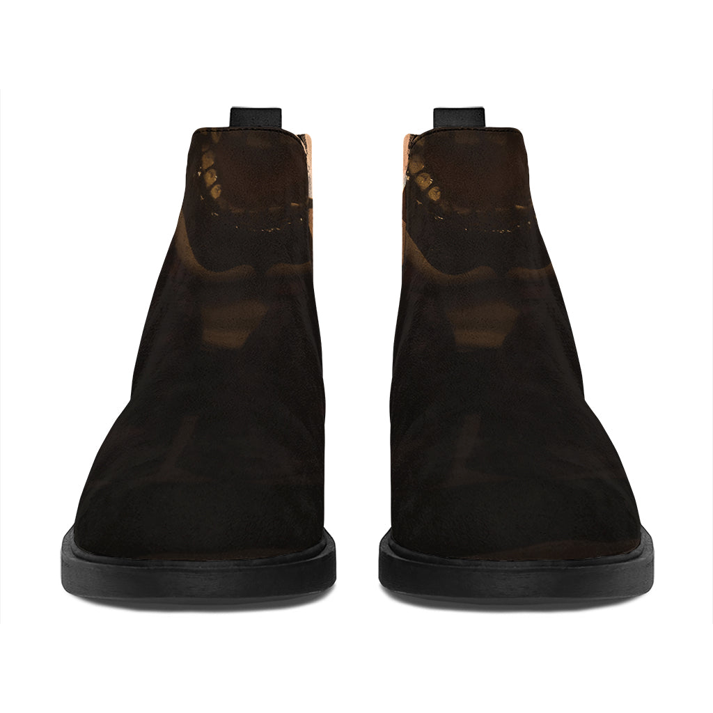 Scary Clown Print Flat Ankle Boots