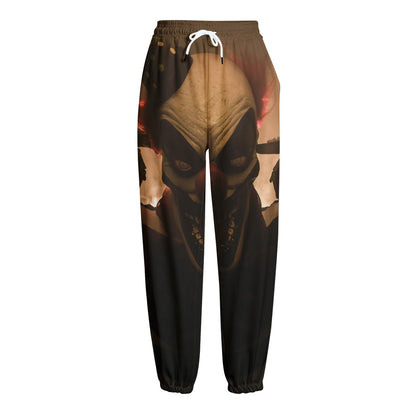 Scary Clown Print Fleece Lined Knit Pants