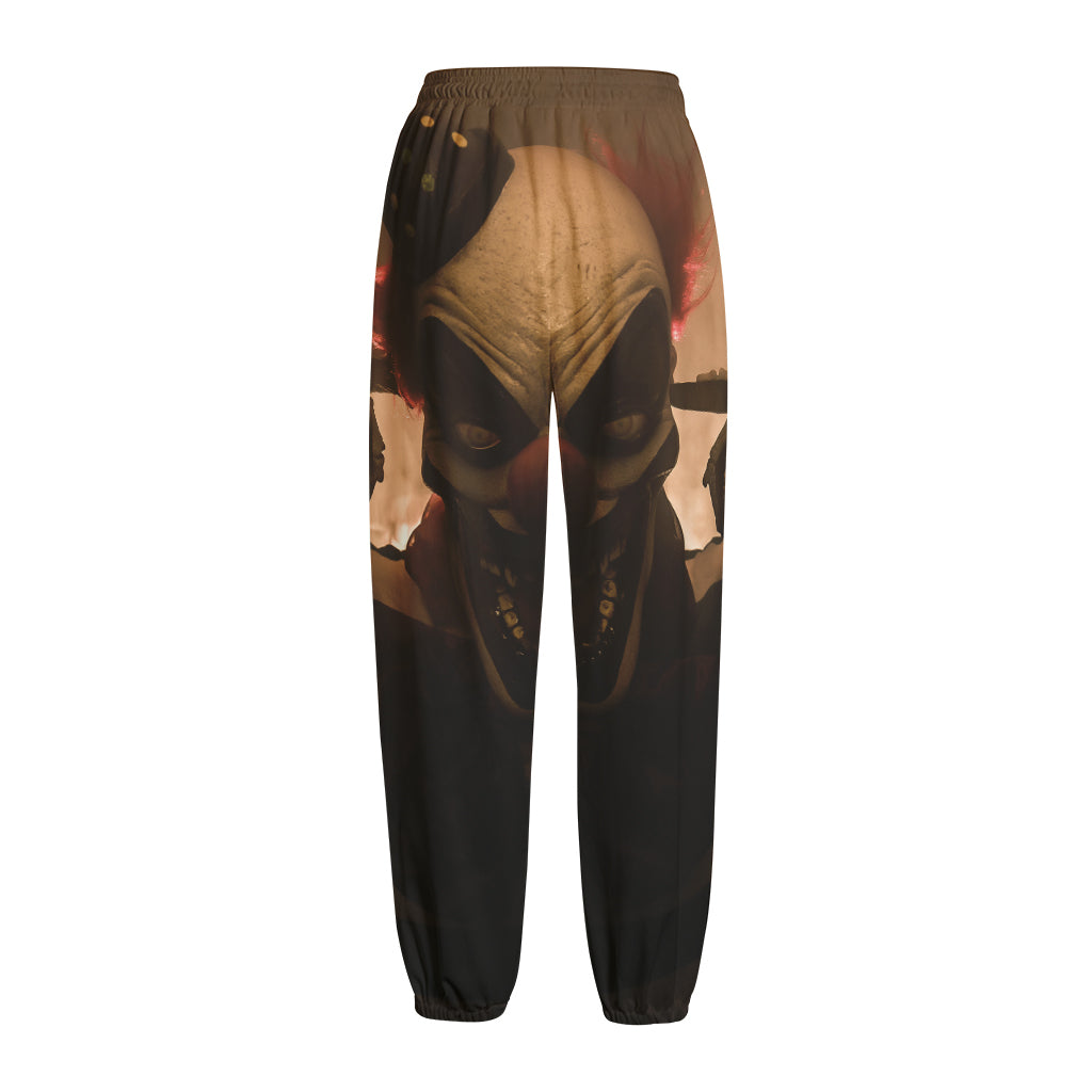 Scary Clown Print Fleece Lined Knit Pants